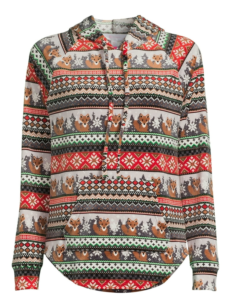 No Boundaries Juniors Plush Holiday Pullover Hoodie - Cozy Xmas