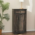 thumbnail image 6 of 13 Gallons Tilt Out Trash Cabinet Freestanding Kitchen Trash Bin Cabinet Wood Garbage Recycling Cabinet with Hideaway Drawer  Proof Trash Can Holder for Kitchen Living Room, Rustic Brown, 6 of 13
