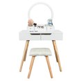thumbnail image 1 of Hassch Simple Wood Dresser Makeup Table with Round Mirror & 4 Drawers, White, 1 of 10