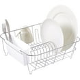 thumbnail image 1 of Dish Drying Rack & Cutlery Holder 2 Piece Set - Compact Sink-Fitting Dish Drainer with Rubberized Undercoating, Space-Saving Kitchen Organizer for Plates, Cups, Bowls & Utensils in Sink, White, 1 of 5