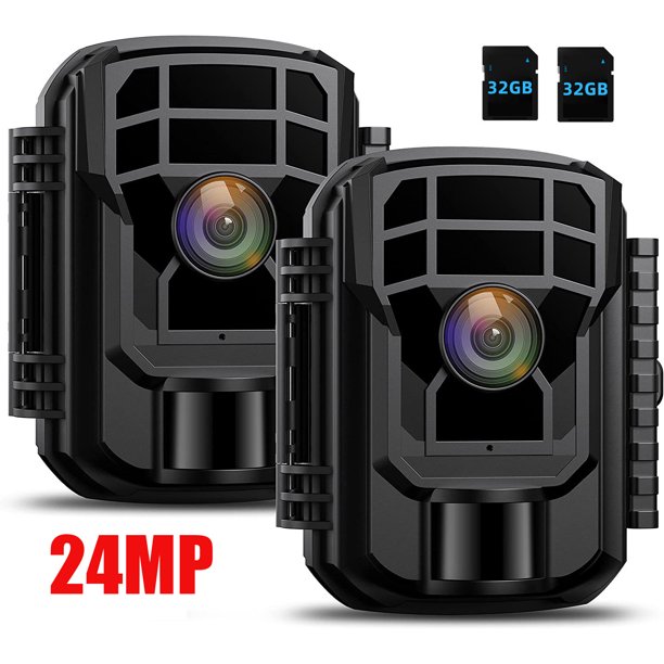 CAMPARK 2 PACK Trail Camera with SD Card 24MP 1080P Hunting Game Camera