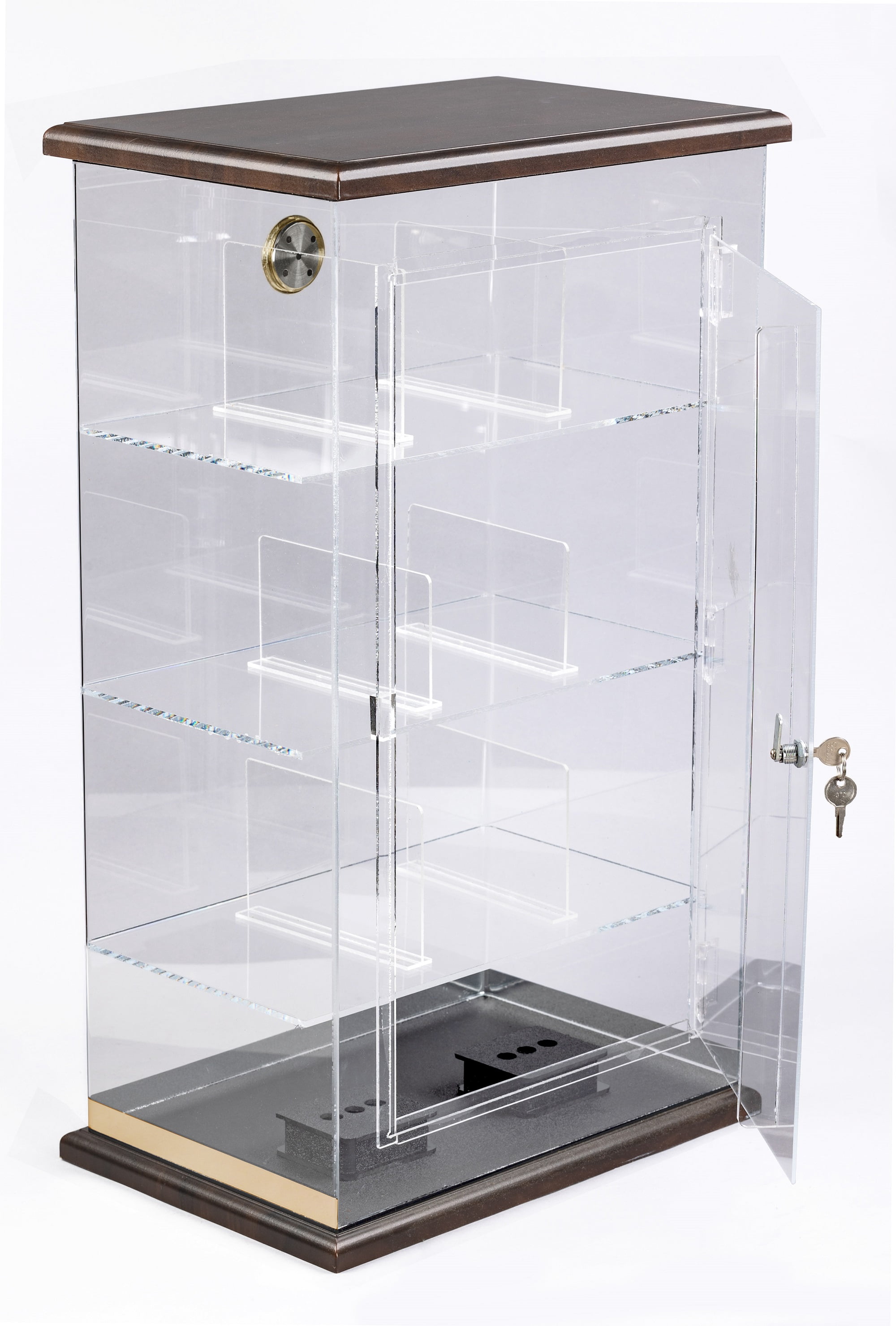 Prestige Import Group Roosevelt Wood Acrylic Display Cigar Humidor w 9 Bins & Hygrometer - Holds Up to 250