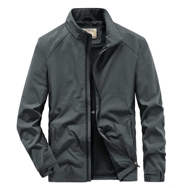 Chaqueta elástica informal con cuello levantado para hombre, chaleco superior resistente al viento y al aire libre Pompotops oipoqjl37544