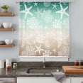 thumbnail image 4 of Green Ombre Coastal Sheer Curtains 45 Inches Long, Sea Nautical Summer Beach Starfish Coral Light Filering Curtains, Breathable Simi Curtain Privacy Drapes for Kitchen Bathroom Small Window Treatment, 4 of 9