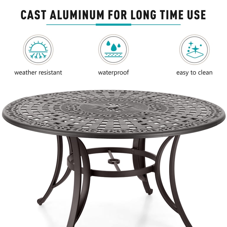 bronze cast aluminum patio table with umbrella hole VINGLI 21-in W Outdoor Side Hole/All Weather Side Table Bistro Table one_size inch outdoor table can allow 4 39