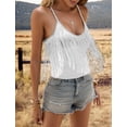 thumbnail image 4 of Aivtalk Womens Tops Fringe Tank Western Sleeveless V Neck Camisole Country Concert Outfits Slim Fit Spaghetti Strap Summer Shirts White XL, 4 of 8
