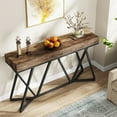 thumbnail image 3 of Tribesigns 55 Inch Console Table, Farmhouse Sofa Table Wood Entryway Table with Unique Metal Base, Behind The Couch Table Foyer Table for Hallway, Living Room, Rustic Brown & Black, 3 of 7