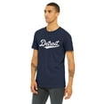 thumbnail image 2 of Daxton Adult Unisex Tshirt Detroit Script with Michigan Vertical on the Back, Navy White, 2XL, 2 of 3