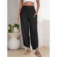 thumbnail image 4 of ANRABESS Womens Wide Leg Palazzo Capri Pants 2026 Summer Casual Loose High Waisted Lounge Flowy Cropped Beach Work Trousers Black Medium, 4 of 9