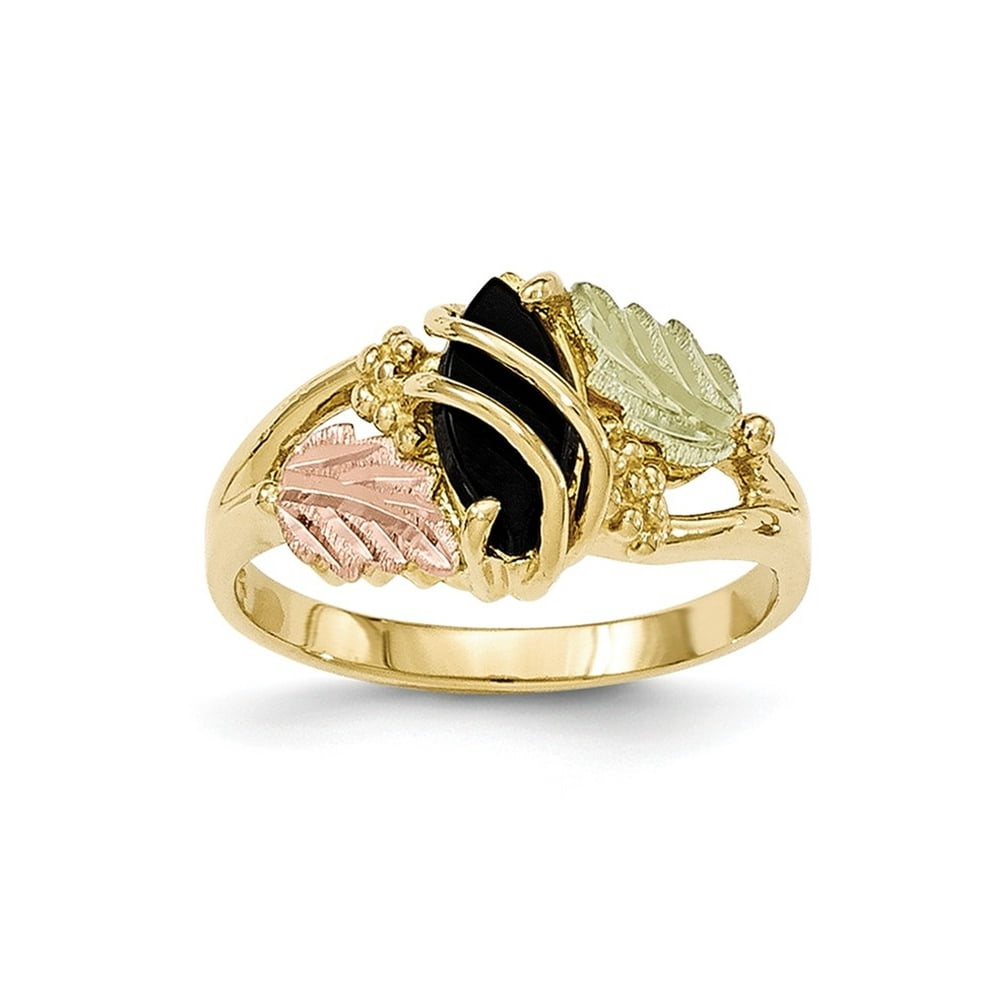 Jewels By Lux 10k Tricolor Black Hills Gold Onyx Ring