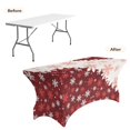 thumbnail image 4 of TSOVTHRID Snowflake Red Print Tablecloth for 6ft Fitted Stretch Table Cloth Wrinkle Resistant Rectangle Table Cover for Party, Wedding, Birthday Christmas Decor, 4 of 7