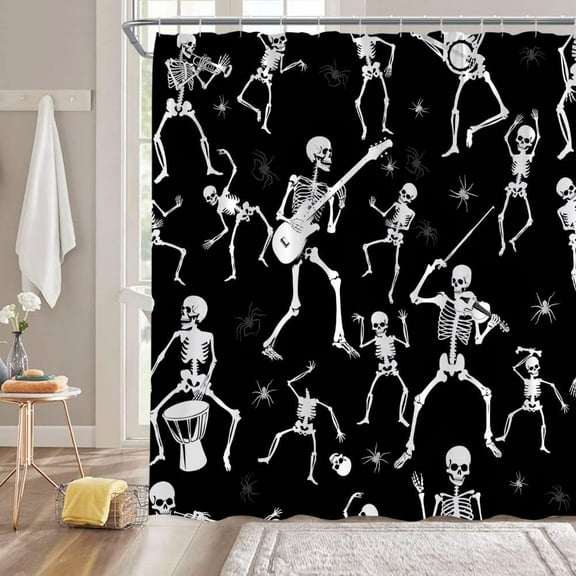 Halloween Shower Curtain Gothic Black Alchemy Magic World Witch Witchcraft Moon Star Spooky Holiday Happy Halloween Fabric Bathroom Decor Curtain with Hooks