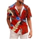 thumbnail image 1 of Mens Manga Corta Botón Abajo Camisas Gira Cuello Impresión Botón Camisa, Casual Blusa de Verano para Hombres, 1 of 5