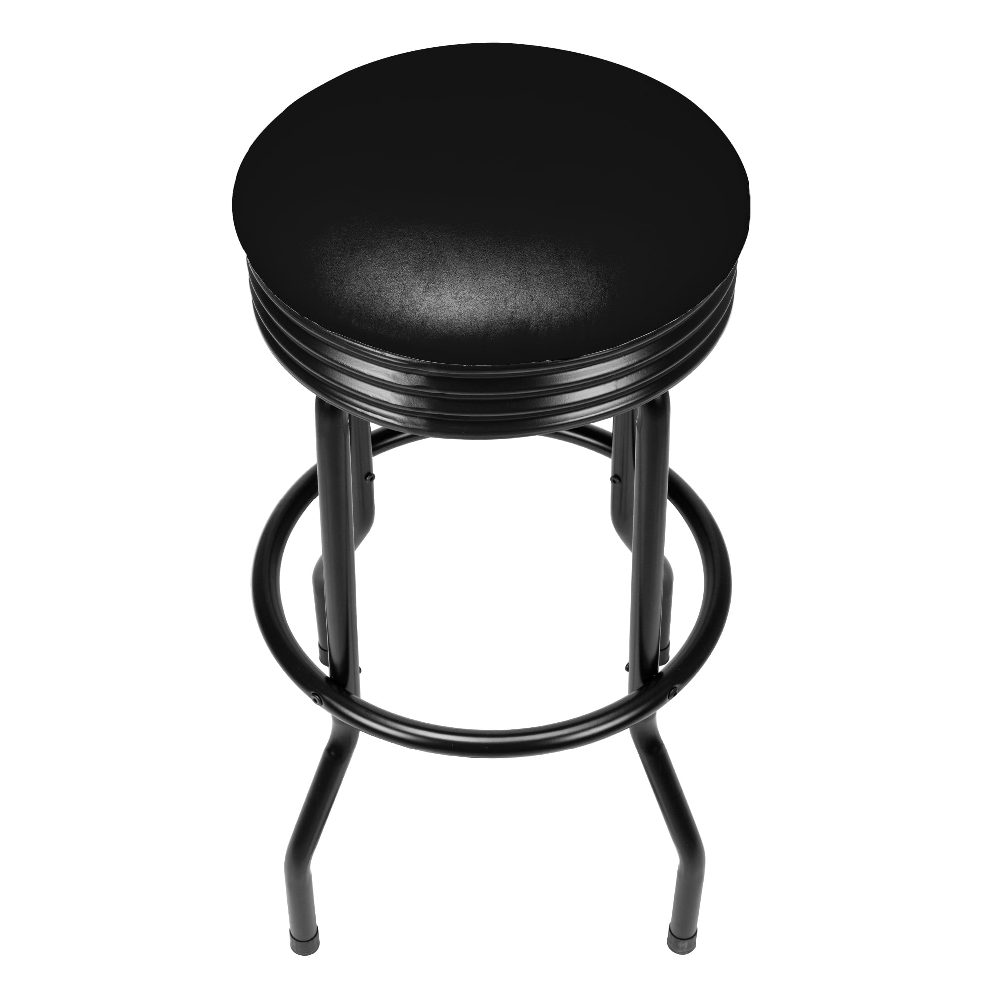 Outdoor Ribbed Swivel Barstool - Black