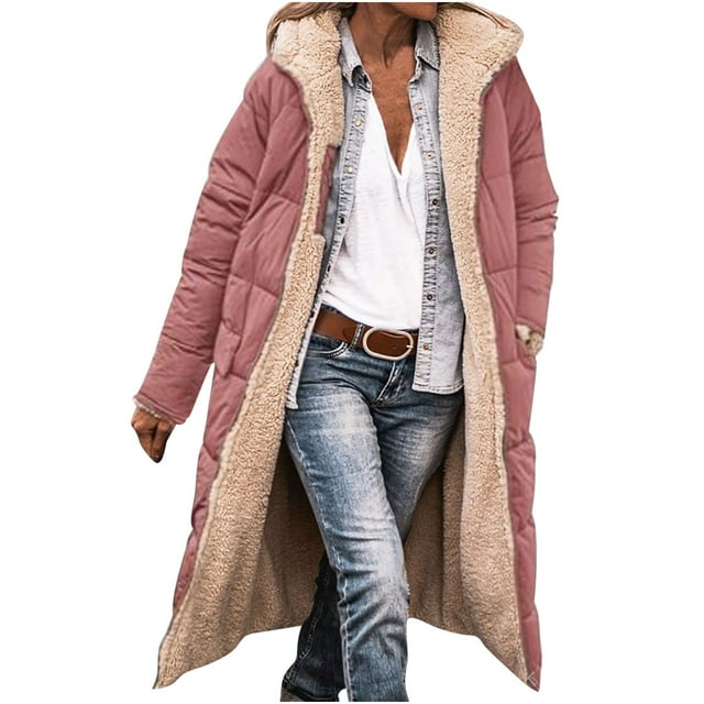 Manteau Long en Coton Réversible pour Femmes, d'Hiver, Décontracté, Ample, Mode, à Poches Colorées, à Fermeture Éclair