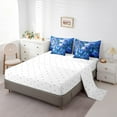 thumbnail image 3 of Butterfly Comforter Set Blue Flowers Twin Bedding Set 7 Pieces,Bohemian Glitter Starry Bed In A Bag Botanical Leaves Sheet, 3 of 5