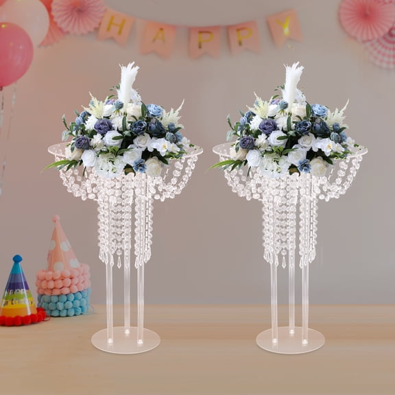 2-Pack Translucent Flower Stands Free Standing for Wedding Banquet Coffee Shop Hotel Decor Photography Background