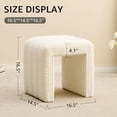 thumbnail image 3 of Tcbosik Modern Teddy Velvet Ottoman, Vanity Stool Chair, Upholstered Footrest for Home Decor, Makeup Room, Living Room, White, 3 of 7