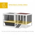 thumbnail image 3 of Grey Wooden Rabbit Hutch with Run - Spacious Guinea Pig Cage, 41.3” x 22.6” - Indoor/Outdoor Pet Home with Pull-Out Tray & Ramp, 3 of 7