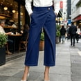 thumbnail image 6 of CIENVNSTG Womens Solid Color Cropped Straight Leg Jeans High Waisted Wrap Cross Front Denim Pants with Button Front and Side Pockets Dark Blue S, 6 of 8