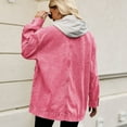 thumbnail image 4 of Previn Women's Denim Jacket Hooded Jean Jacket Soft Long Sleeve Button Down Pocket Oversized Baggy Loose Fit Light Washed Spring Fall Top Collared Detachable Hood Pink Medium, 4 of 5