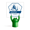 thumbnail image 1 of Deporte de invierno, esqui nieve ilustración Estante de notas, estante de ranas de animales de dibujos animados, 1 of 3