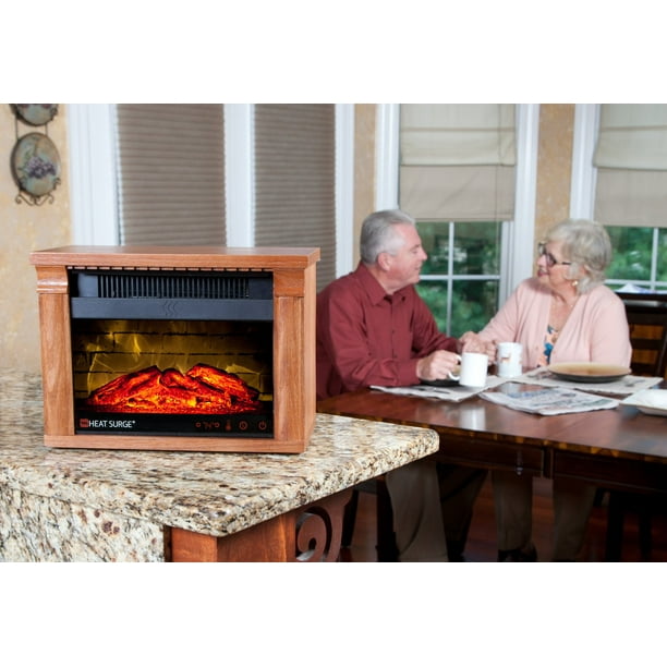 Heat Surge Mini Glo Portable Electric Fireplace Heater Remote