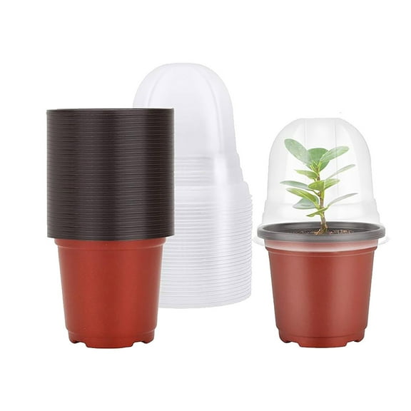 8PCS Nursery Pots with Humidity Dome - 3.54 Inch Soft Transparent Starting Trays for Gardening and Seedlings