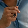 thumbnail image 4 of Vintage Men's Black Onyx Titanium Ring Cuban Chain Pattern Woven Ring, 4 of 4