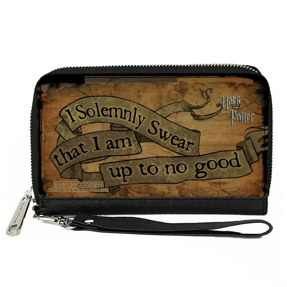 The Wizarding World of Harry Potter Wallet, Zip Around, Harry Potter I Solemnly Swear That I Am Up to No Good Tan, Vegan Leather