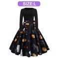thumbnail image 2 of Vestidos de Halloween para mujer de manga larga vestido de cóctel estampado disfraz de fiesta de cosplay, 2 of 6