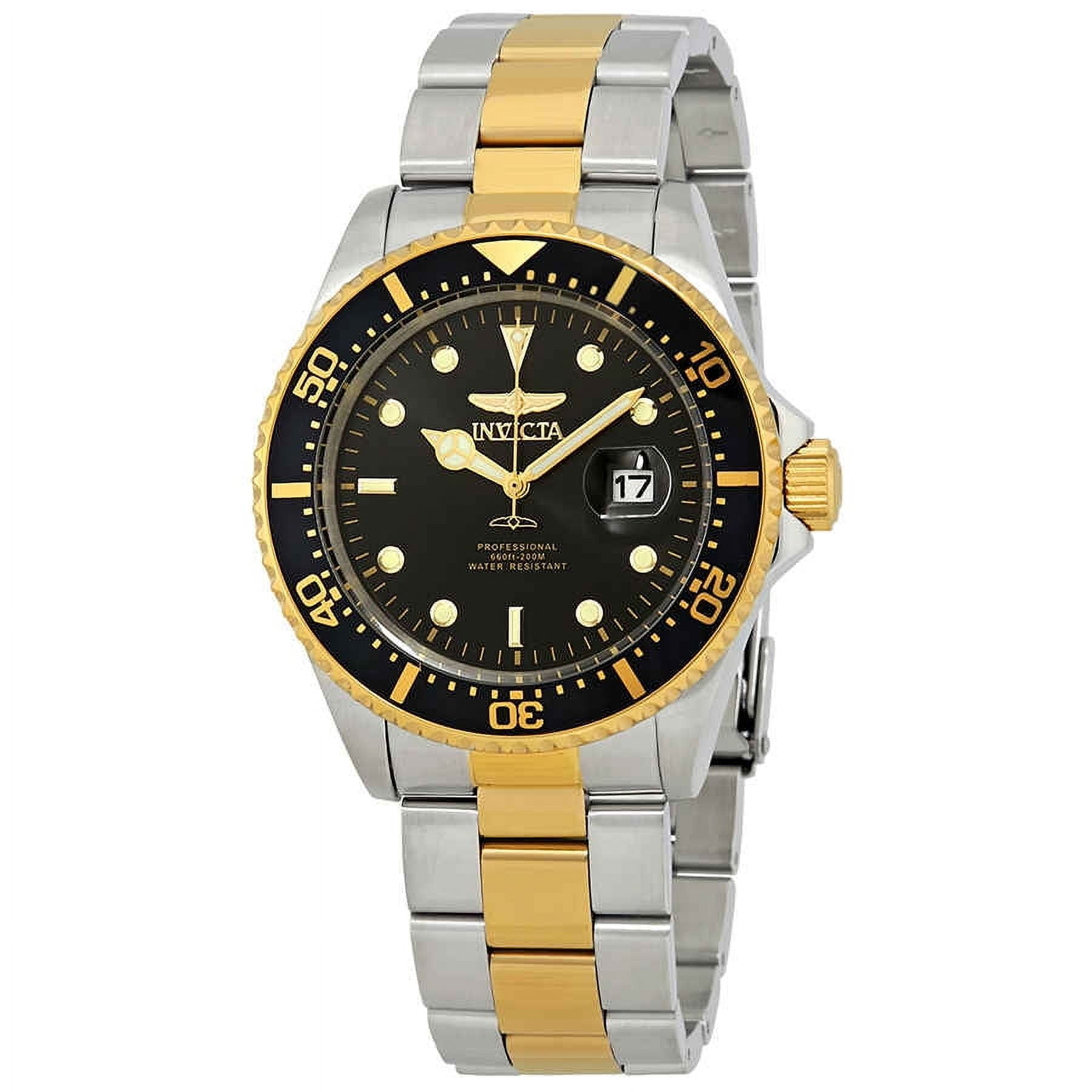 Invicta Men's 22062 Pro Diver Black Dial Yellow Gold Plated Steel