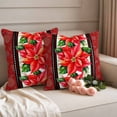 thumbnail image 2 of Red Poinsettia Christmas Outdoor Waterproof Pillow Covers, Xmas Floral Winter Botanical Decorative Square Throw Pillowcase Sofa Cushion Sham for Patio/Couch/Chair, 16"x16" 2 Pack, 2 of 8