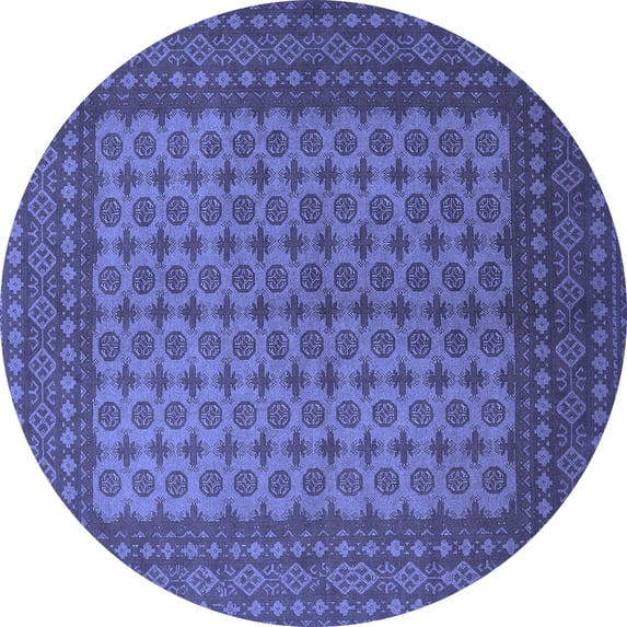 Ahgly Company Machine Washable Indoor Round Persian Blue Traditional Area Rugs, 5' Round