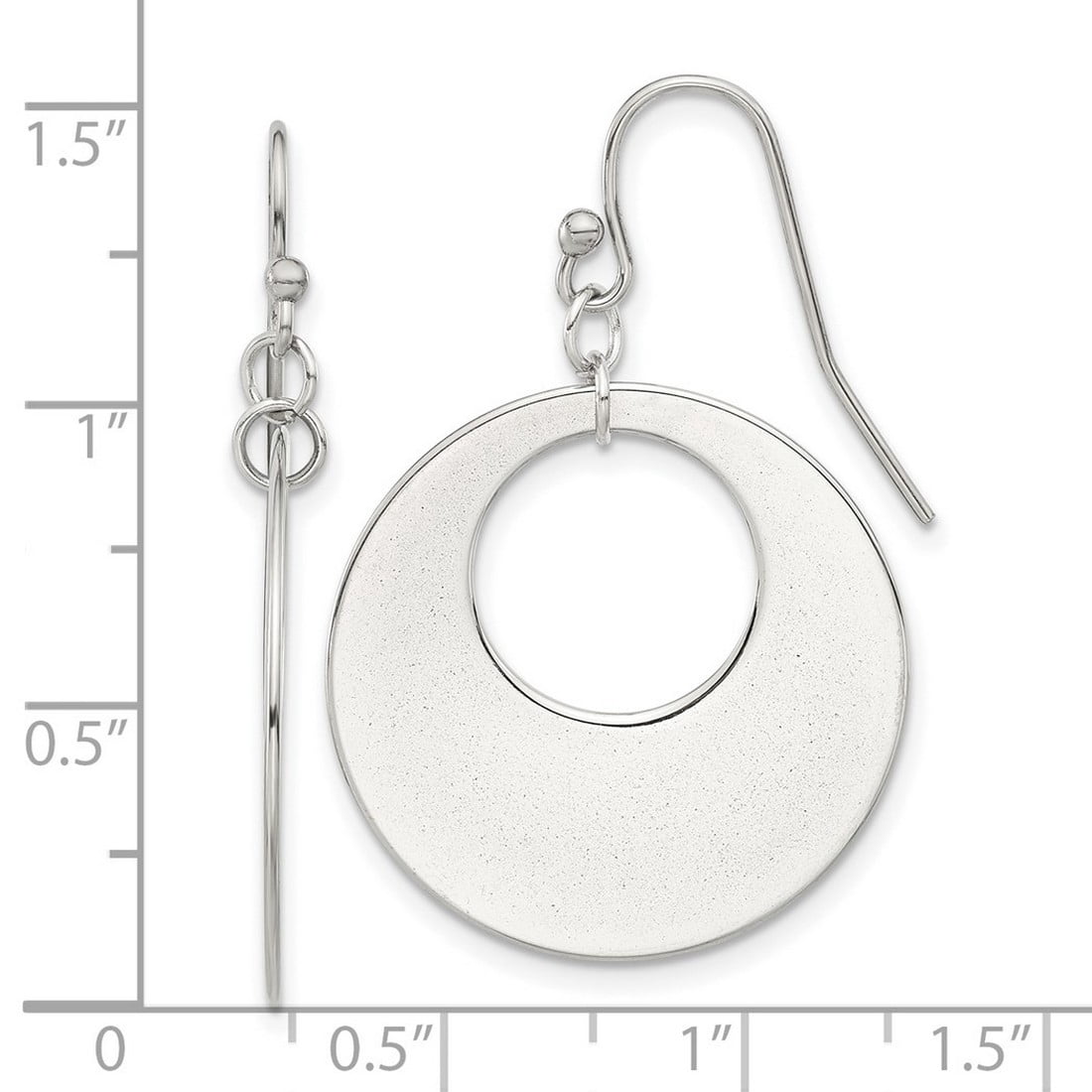 Stainless Steel Polished Circles Dangle Shepherd Hook Earrings 25x25mm Wide Dangle Earring for Women
