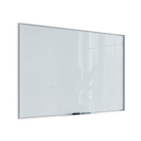 U Brands Glass Non-Magnetic Dry-Erase Board, 36 x 24 Inches, White Frosted Surface, White Aluminum Frame