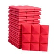 thumbnail image 2 of 12x paneles acústicos, paneles de espuma insonorizados de 12 "x 12" x 2 "para paredes, paneles de espuma acústica autoadhesivos para oficina, juegos y Rojo, 2 of 9