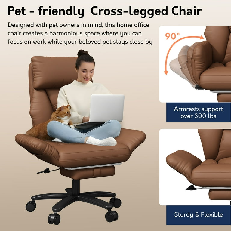 HomeZeer 500lbs Capacity Cross Legged Office Chair, Big and Tall