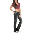 thumbnail image 3 of DYMADE Women Washed Bootcut Jeans Low Rise Flare Denim Pants with Pockets, 3 of 4