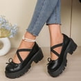 thumbnail image 5 of Bkhluea Women Cross Strap Bow Mary Jane Platform Shoes Comfortable Footwear For Office Casual Outdoor Daily Activities, 5 of 7