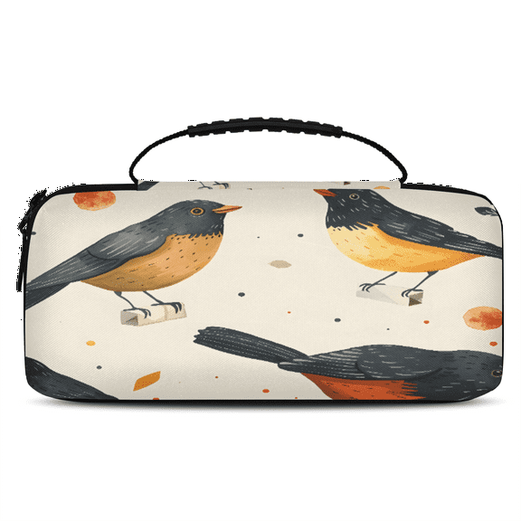 Herdesigns Bird Carry Case Compatible with Nintendo Switch 2017 & Oled 2021, with 20 Game Card Slots, Bird Print Portable Travel Carrying Case Pouch for Accessories & Games