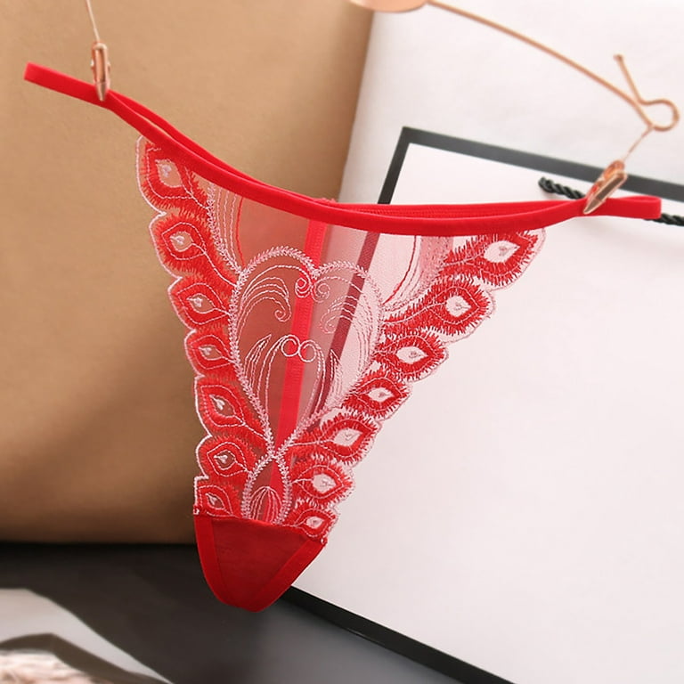 IROINNID T-String Underwear For Women High-Cut Sexy Lace Lingerie Ultra-low  Waist Solid Color Panties 