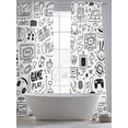 thumbnail image 5 of Sketch Style Sheer Curtains 84 Inch Long 2 Panels, Simple Computer Game Console Lines Light Filtering Rod Pocket Semi Sheer Curtains, Sheer Voile Drapes for Living Room Bedroom, 52"x84", 5 of 5