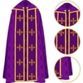 thumbnail image 6 of Medieval Formal Cape, Purple Decorative Printed Wrap, 47.24inch, 6 of 7