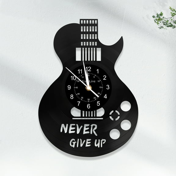 Guitar Clock 12" Vinyl Record Wall Clock Wall Art for Bedroom Home Interior Wall Decor, Music Hanging Wall Clock Rock Roll Music Gift for Men Cave