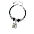 thumbnail image 2 of Delight Jewelry Silvertone Pebble Border Initial - L Granddaughter Celtic Knot Leather Bead Bracelet, 7"+2" Extender, 2 of 4
