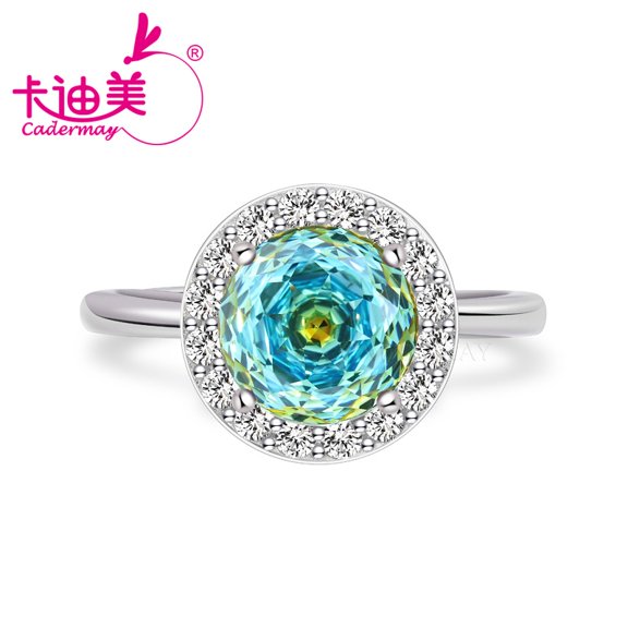 Real Double Color Stone Silver Rings 100% 925 Sterling Silver Women Ring Fashion Jewelry