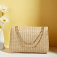 thumbnail image 3 of Yvsxxv Khaki Rattan Woven Small Messenger Shoulder Bag, Summer Beach Use, 1 Pc, 3 of 7