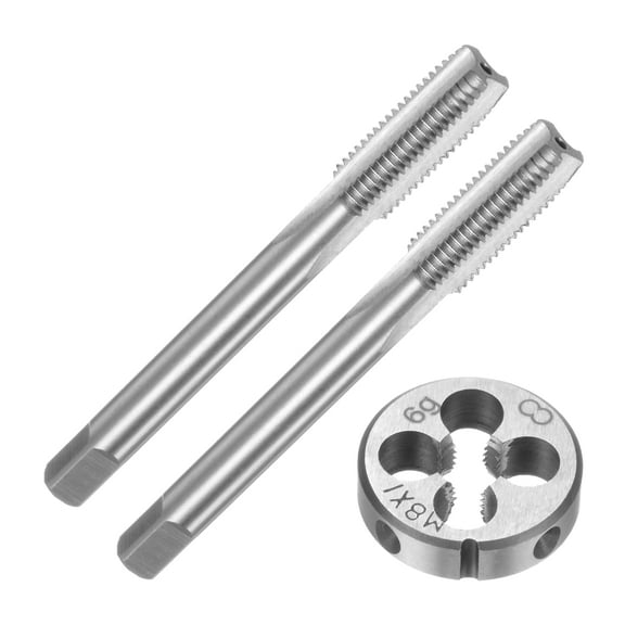 Uxcell 3 Pieces Metric Tap and Die Set M8 x 1 Thread Tap & Round Die Threading Repair Tools