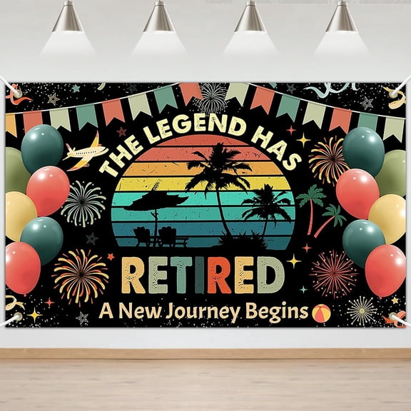 Vintage Retirement Backdrop Colorful Balloons The Legend Has Retired Background for Men Women Happy Retirement Retired Farewell Party Decorations Banner Supplies Photo Booth Props